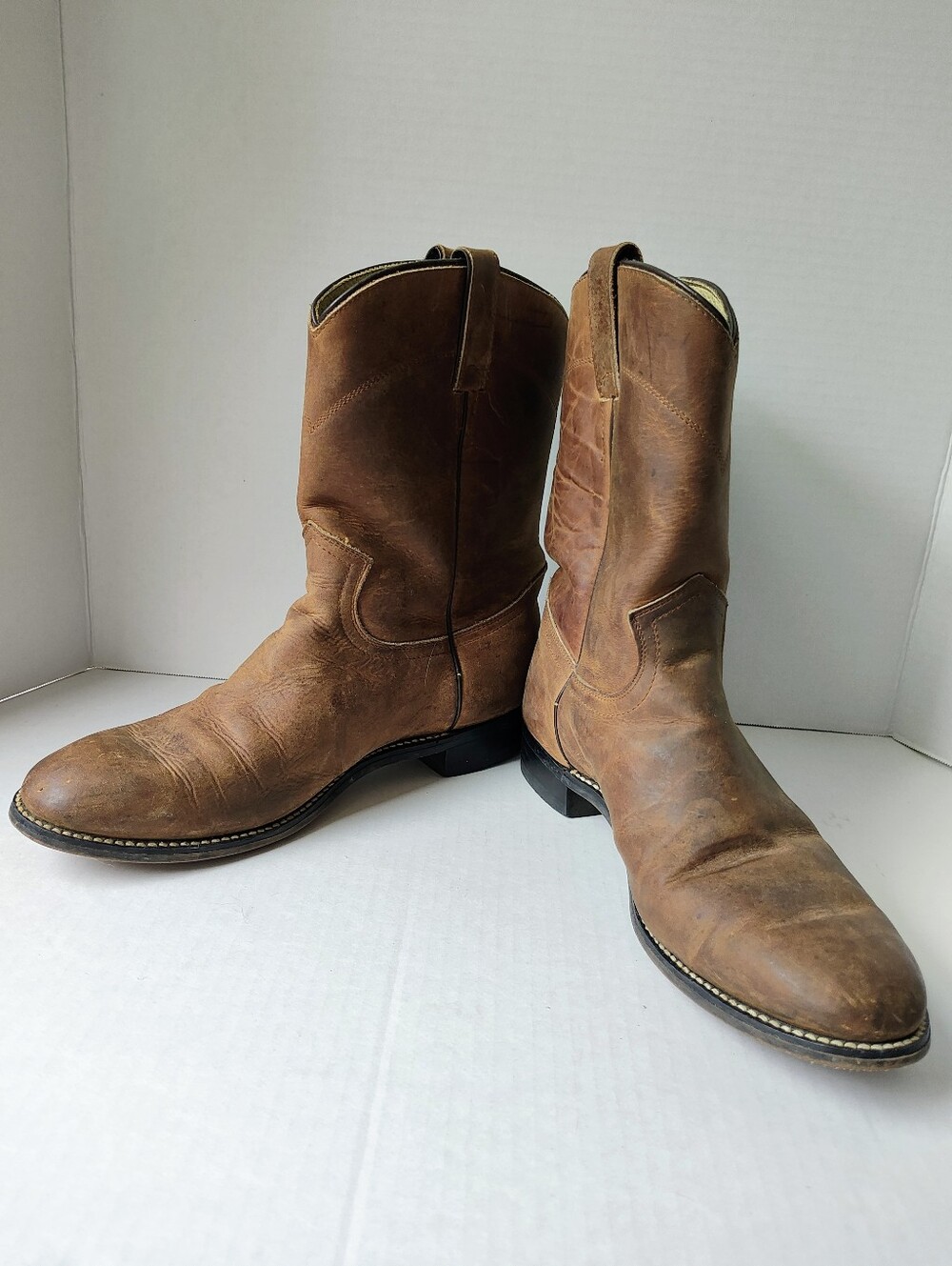 Justin Brown Roper Cowboy Boots Youth Size 6